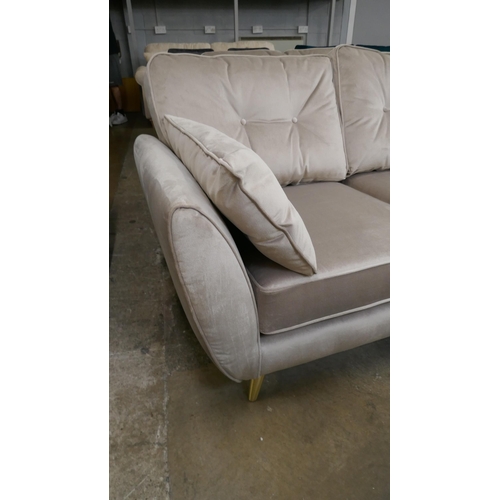 1303 - A mink velvet four seater sofa and a 2.5 seater sofa