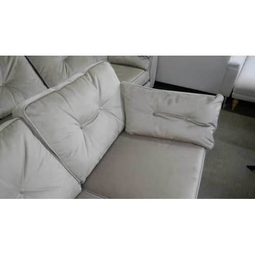 1303 - A mink velvet four seater sofa and a 2.5 seater sofa