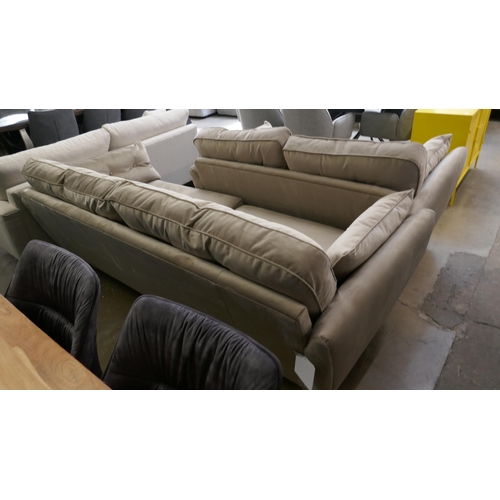 1303 - A mink velvet four seater sofa and a 2.5 seater sofa