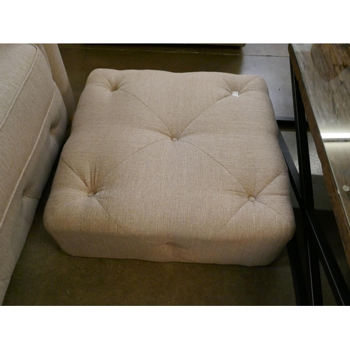 1338 - A beige weave Chesterfield three seater sofa and footstool RRP £1379.00