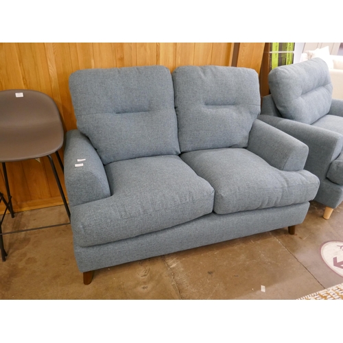 1363 - A teal upholstered two seater sofa and love seat