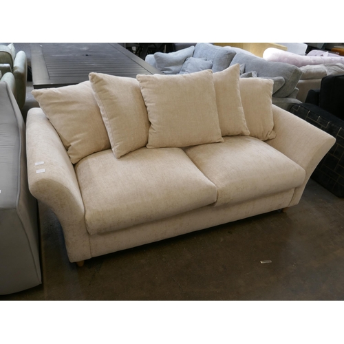 1422 - An oatmeal velvet three seater sofa