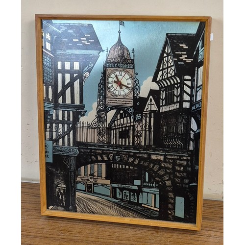 351 - A Chester street scene clock picture