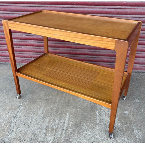 91C - A Remploy teak two tier cocktail trolley