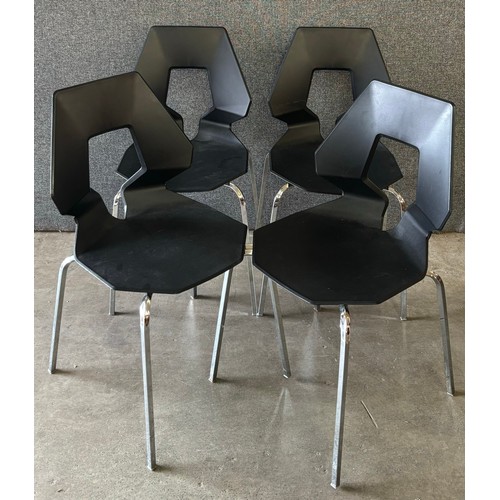 91D - A set of four Italian Gaber chrome and black Perspex Prodige chairs