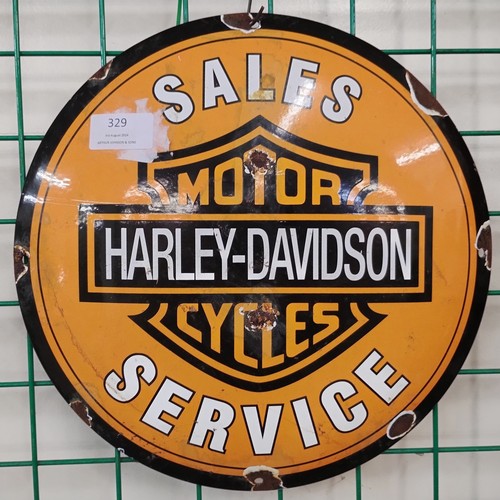 329 - A Harley-Davidson enamelled metal advertising sign