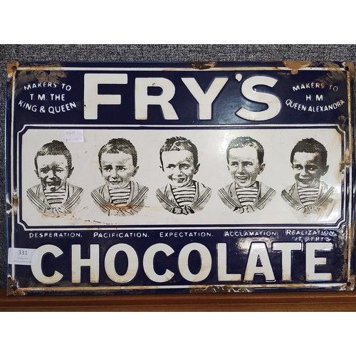 331 - An enamelled metal Fry's Chocolate advertising sign