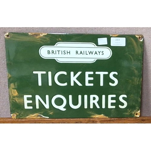 333 - An enamelled British Railways Tickets Enquiries sign