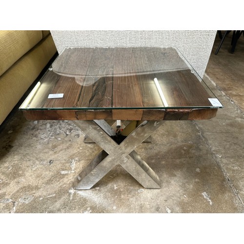 1455 - A railway sleeper lamp table *This lot is subject to VAT