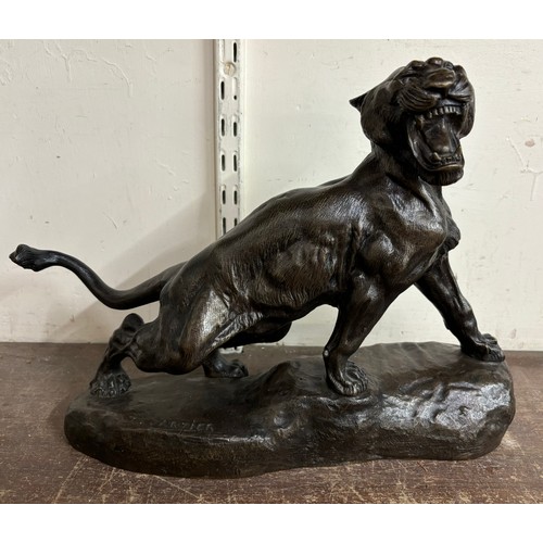 323 - After T. Cartier, bronze figure of a roaring tiger