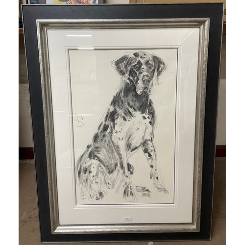 309 - April Shepherd, Dopey Great Dane, charcoal, framed