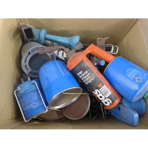 2355 - A quantity of camping equipment including a Shilton Supagrill 3 burner stove, a Parasene butane lant... 