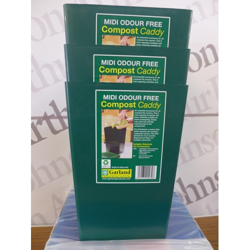 2372 - 3 pairs of safety boots - 1 pair size 9 and 2 pairs size 8 and 3 midi odour free compost caddy bins