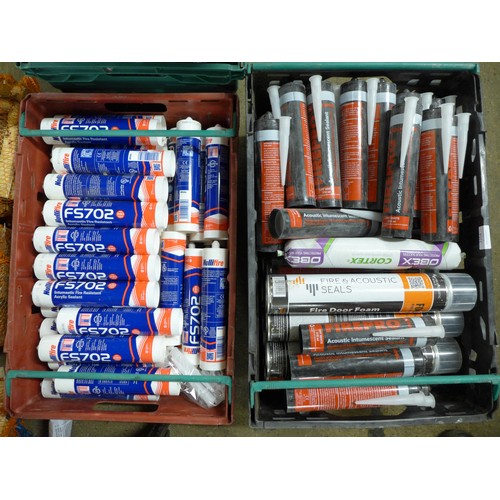 2362A - 2 trays containing a large quantity of assorted sealants including Nullifire FS702 Intumescent fire ... 