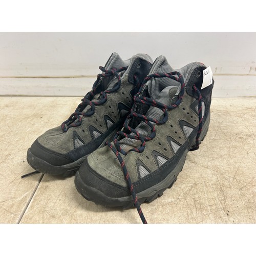 2375 - A pair of Hi-Tec size 10 hiking boots and Summit anti-shock hiking poles