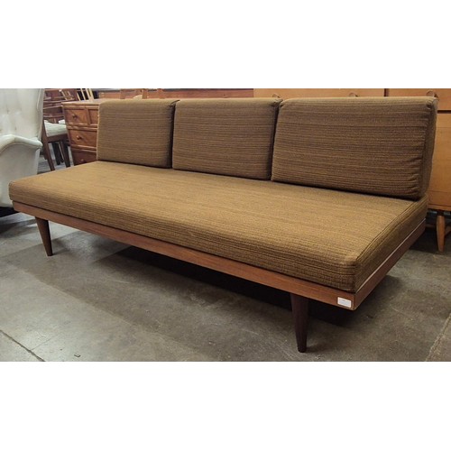 94 - A Norwegian Ekornes teak and fabric upholstered Swan daybed, designed by Haldor Vik & Ingmar Relling... 