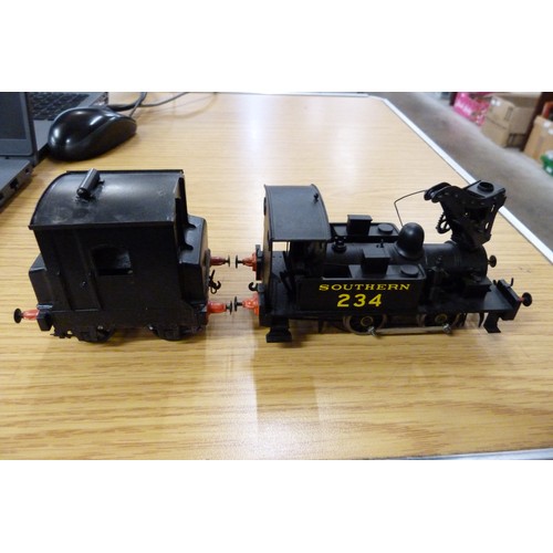 768 - Two boxes of O gauge model railway including Mashima 'Southern 234' crane, DC 12V made in Japan