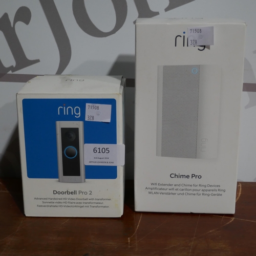 6105 - Ring Doorbell Pro 2 & Chime Pro, Original RRP £189.91 + vat (328-60)* This lot is subject to vat