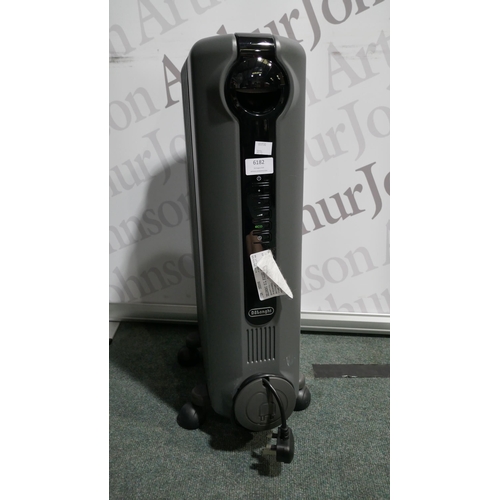 6182 - Delonghi Oil Filled Grey Radiator *This Item Is Subject To Vat (327A-276)