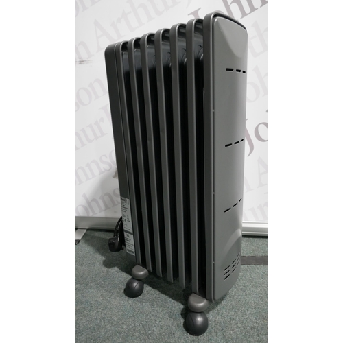 6182 - Delonghi Oil Filled Grey Radiator *This Item Is Subject To Vat (327A-276)