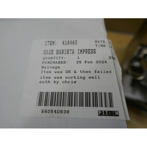 6244 - Sage Barista Impress Coffee Machine (Model no: Ses876Bst4Gukl) Original RRP £539.99 + Vat *This Item... 