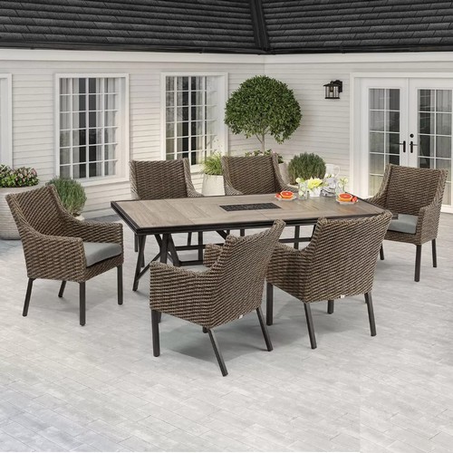 1366 - Agio Portland 7 piece Woven Dining Set, Original RRP £1799.99 + vat - boxed (4208-902/5) *This lot i... 