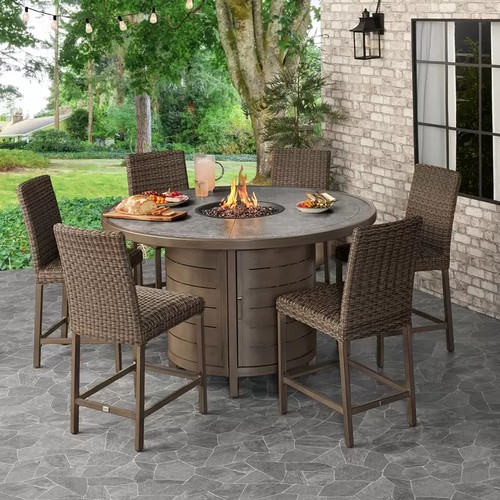 1445 - Agio Mckinnon 7 piece High Fire Dining Set, Original RRP £1699.99 + vat (4208-3) *This lot is subjec... 