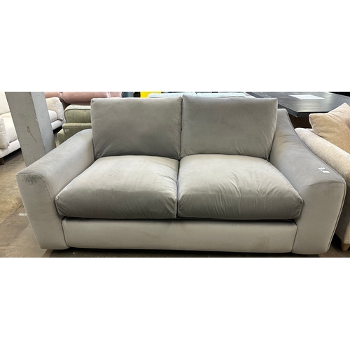 1458 - A grey velvet sofa bed - damaged frame