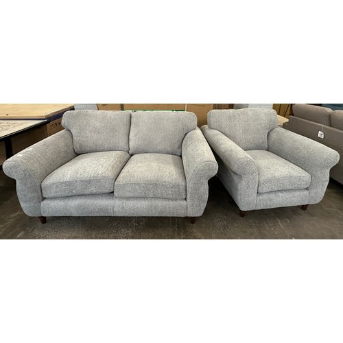 1417 - A grey flecked 2.5 seater sofa and armchair - minor frame damage to sofa