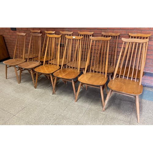 38 - A set of twelve Ercol Blonde elm and beech Goldsmith chairs