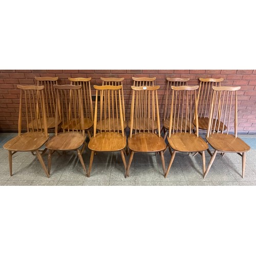 38 - A set of twelve Ercol Blonde elm and beech Goldsmith chairs