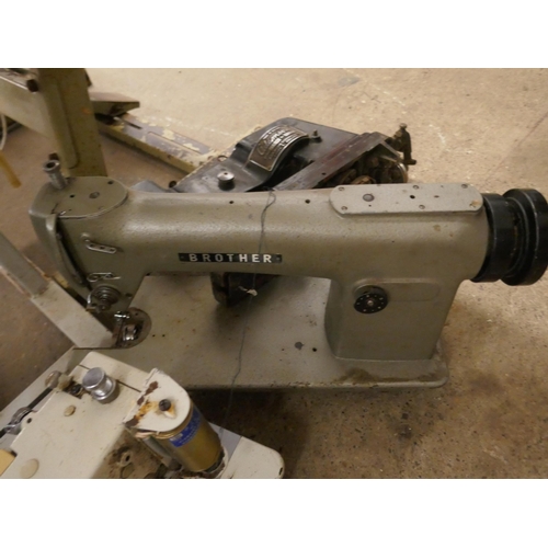 2156 - A Brother Exedra E-40 digital lock stitch sewing machine, an Adamson 136/16 button machine and a Bro... 