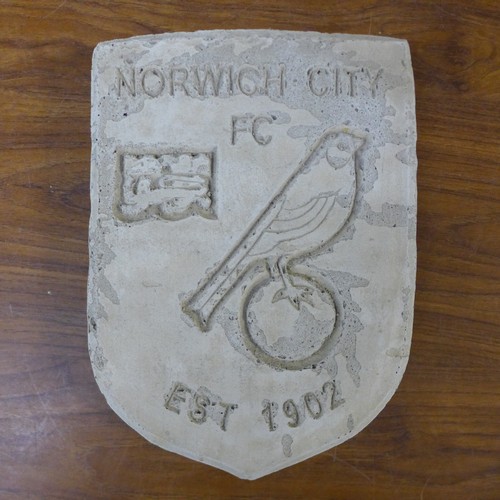 2190 - A stone effect concrete Norwich City FC wall plaque