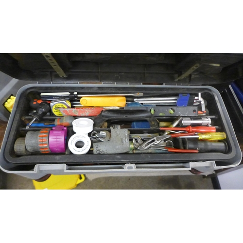 2025 - A large amount of hand tools - mostly plumbing tools including pipe bender, drill bits, tool boxes, ... 