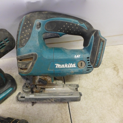 2045 - 5 Makita power tools - a DSS611 18v power saw, a DJV180 180 jigsaw and 3 drills BHP456, BHP453 and B... 