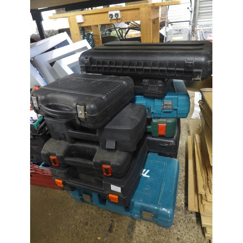 2313 - 10 empty tool cases including Makita, Bosch etc.