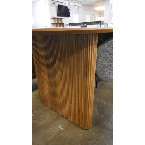 1330 - A Mango wood dining table with four boucle stone chairs, brand new  *This lot is subject to VAT RRP ... 