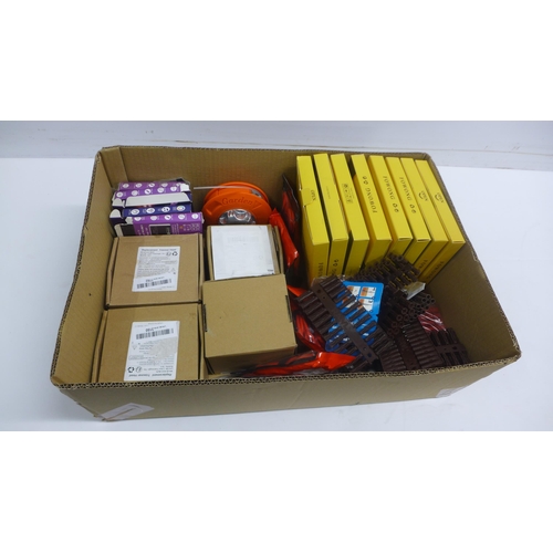 2076 - 2 boxes of miscellaneous items including: LED strip lights, adhesive foam, USB-C charging cables, po... 