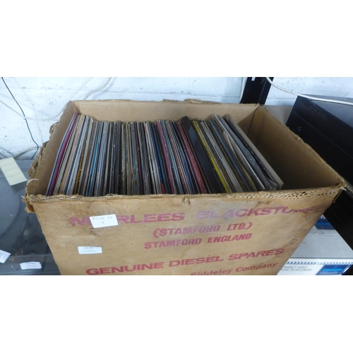 2130 - A large box of LP records including Tom Jones, Jennifer Rush, Shirley Bassey, The Inkspots, etc.