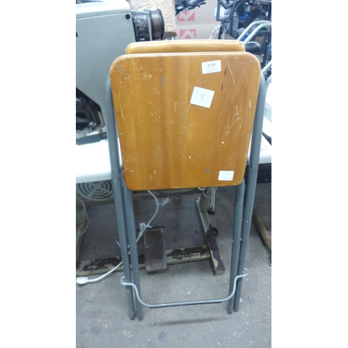 2139 - A metal and wood folding bar stool