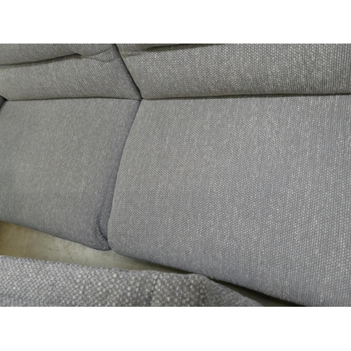 1373 - A grey fleck upholstered manual reclining three seater sofa and static two seater sofa, ex display