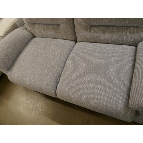 1373 - A grey fleck upholstered manual reclining three seater sofa and static two seater sofa, ex display