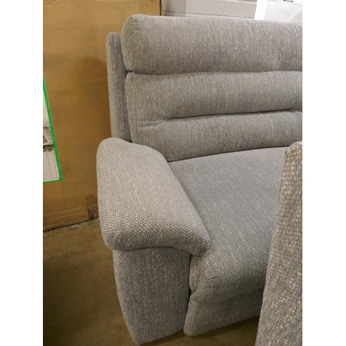 1373 - A grey fleck upholstered manual reclining three seater sofa and static two seater sofa, ex display