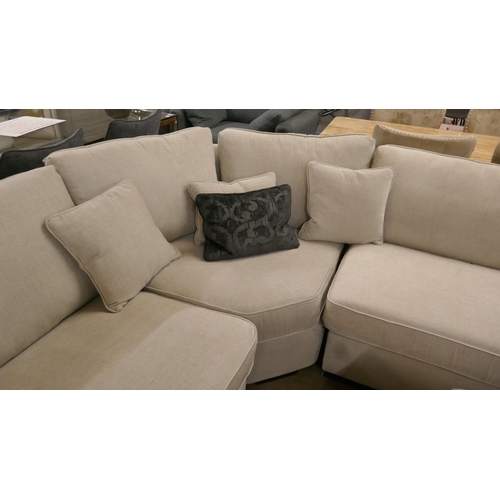 1374 - A Barker & Stonehouse grey upholstered corner sofa with contrasting scatter cushions, ex display RRP... 