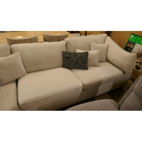 1374 - A Barker & Stonehouse grey upholstered corner sofa with contrasting scatter cushions, ex display RRP... 