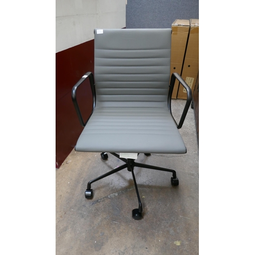 1389 - Eames style dark grey and black frame office chair, brand new