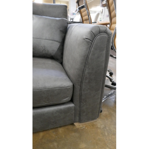 1393 - A charcoal Alcantara corner sofa and footstool, brand new, very slight colour variation to cushion c... 