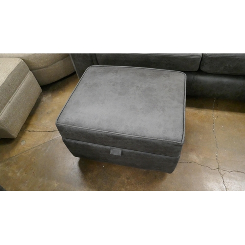 1393 - A charcoal Alcantara corner sofa and footstool, brand new, very slight colour variation to cushion c... 