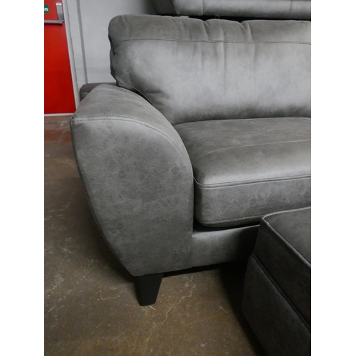 1396 - A charcoal Alcantara L shaped sofa and storage footstool, brand new RRP £1598