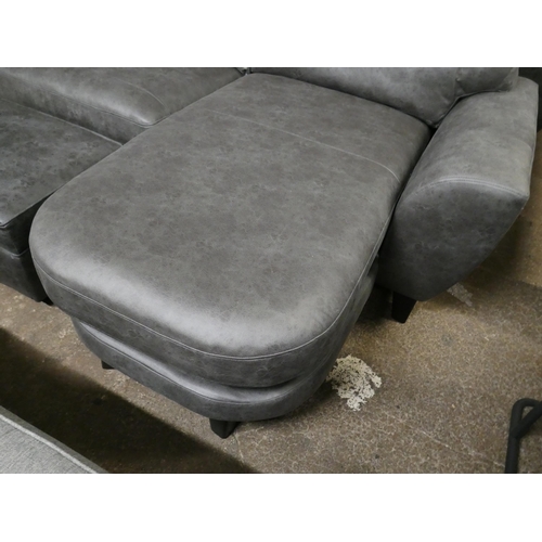 1396 - A charcoal Alcantara L shaped sofa and storage footstool, brand new RRP £1598